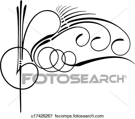 450x397 Clip Art Of , Pinstriping, Side Swirl, Swirl, U17426267