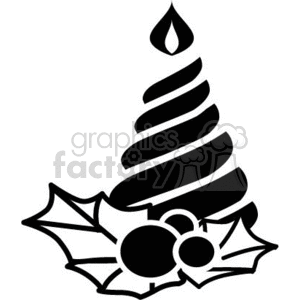 300x300 Royalty Free Black And White Swirl Candle Sitting By Some Holly