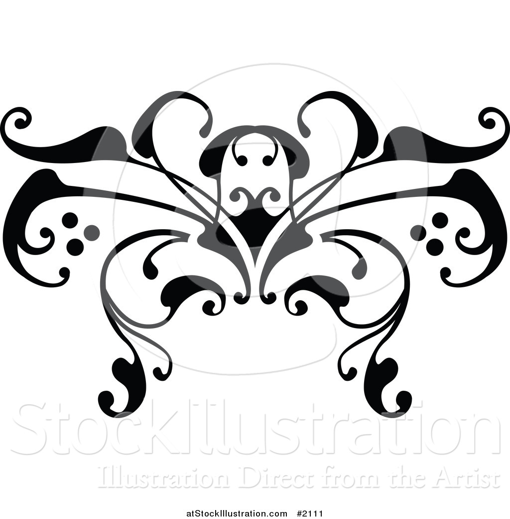 1024x1044 Vector Illustration Of A Black And White Swirl Butterfly Tattoo