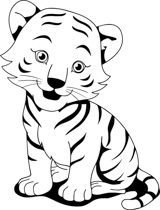 160x210 Black And White Tiger Clipart