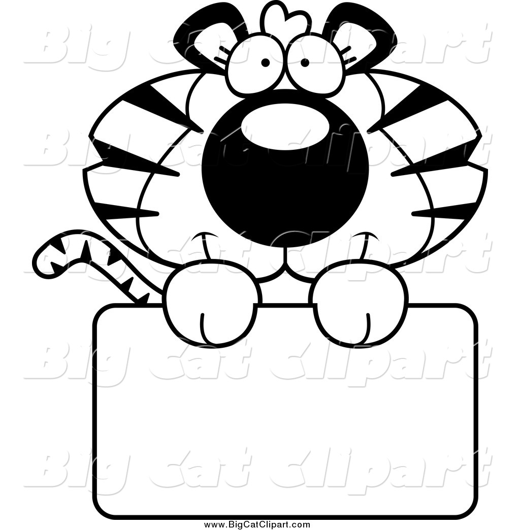 1024x1044 Big Cat Cartoon Vector Clipart Of A Black And White Tiger Holding