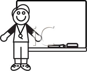 300x245 Black And White Cartoon Of A Coach At A Whiteboard