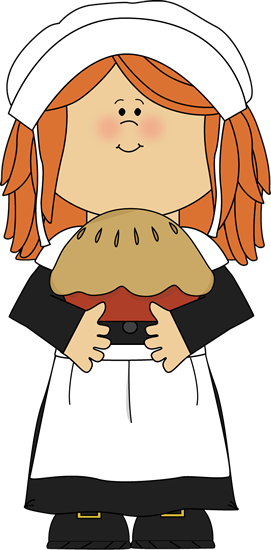 271x550 Pilgrim Girl Holding A Pie Clip Art
