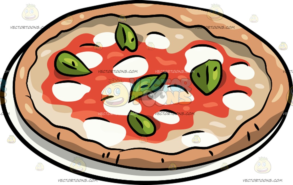 1024x646 A Whole Pizza Margherita Cartoon Clipart