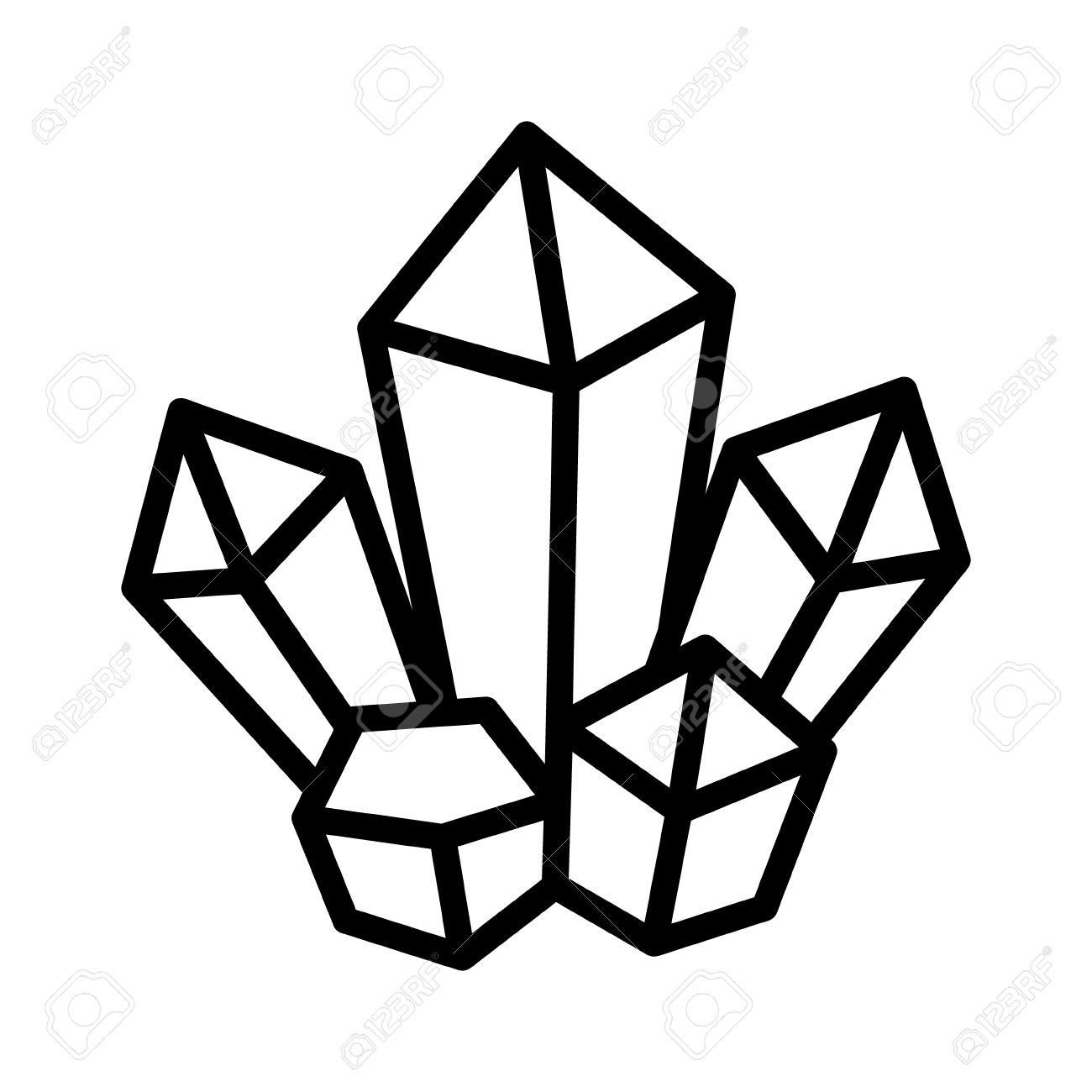 1300x1300 Magic Crystal Cluster Line Art Icon For Games And Websites Royalty