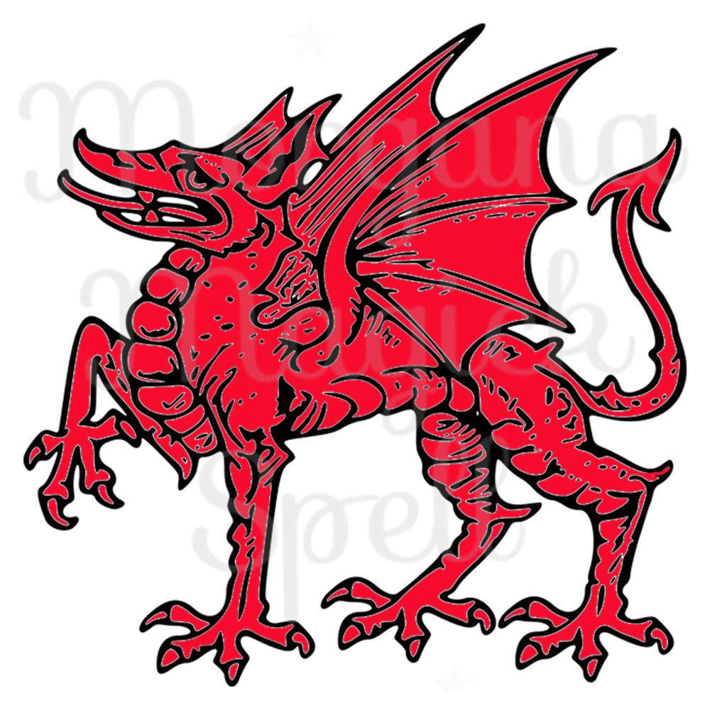 1000x1000 Welsh Dragon Royalty Free Clip Art Illustration Wiccan Digital