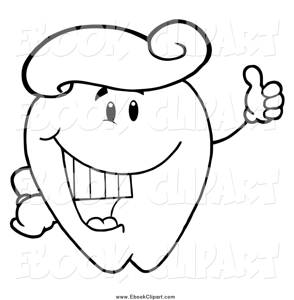 1024x1044 Vector Cliprt Of Blacknd White Happy Tooth Character