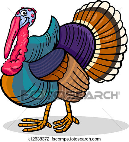 427x470 Clipart Of Turkey Farm Bird Animal Cartoon Illustration K12638372