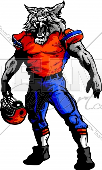 355x590 Wildcat Football Clipart Image. Easy To Edit Vector Format.
