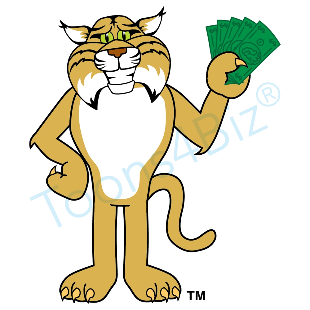1000x1000 Bobcat Mascot Clip Art Holding Money Clip Art