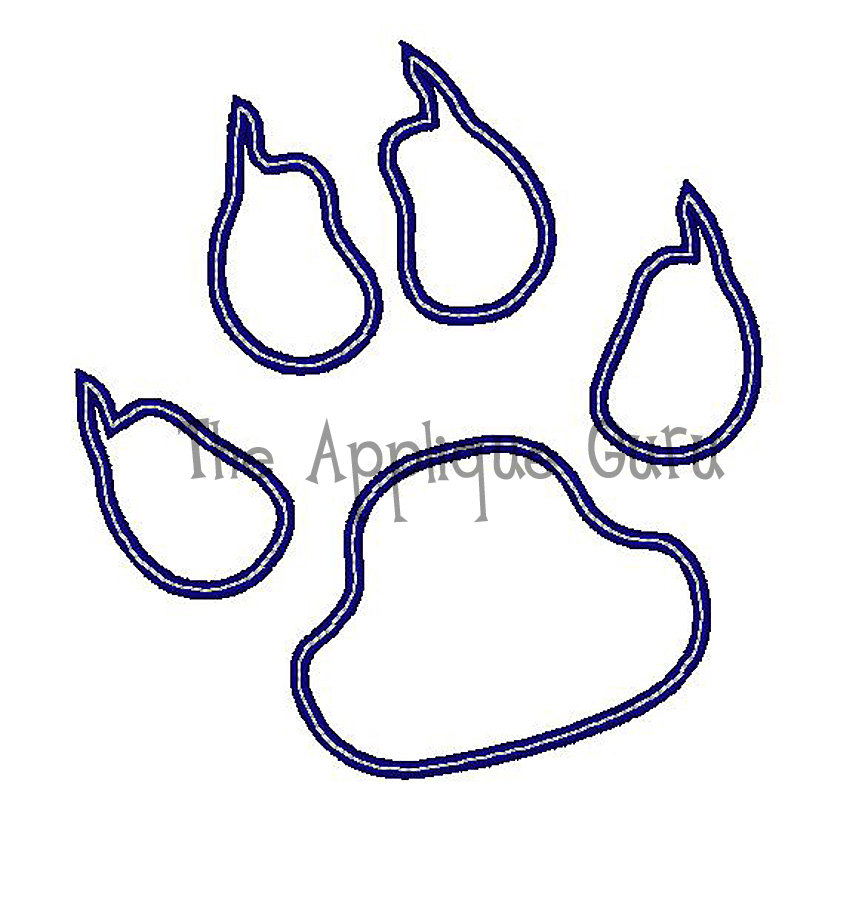 862x900 Wildcat Paw Print Machine Embroidery Design