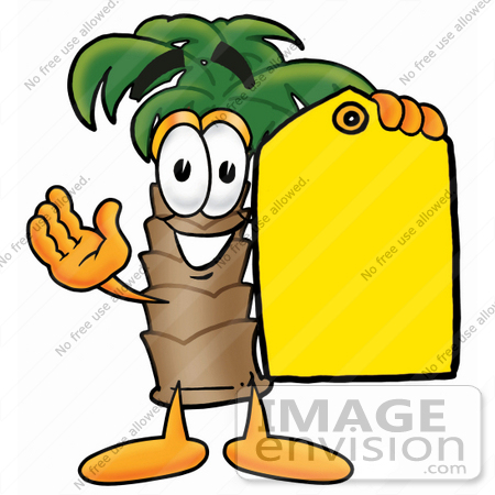 450x450 Clip Art Graphic Of A Tropical Palm Tree Cartoon Character Holding