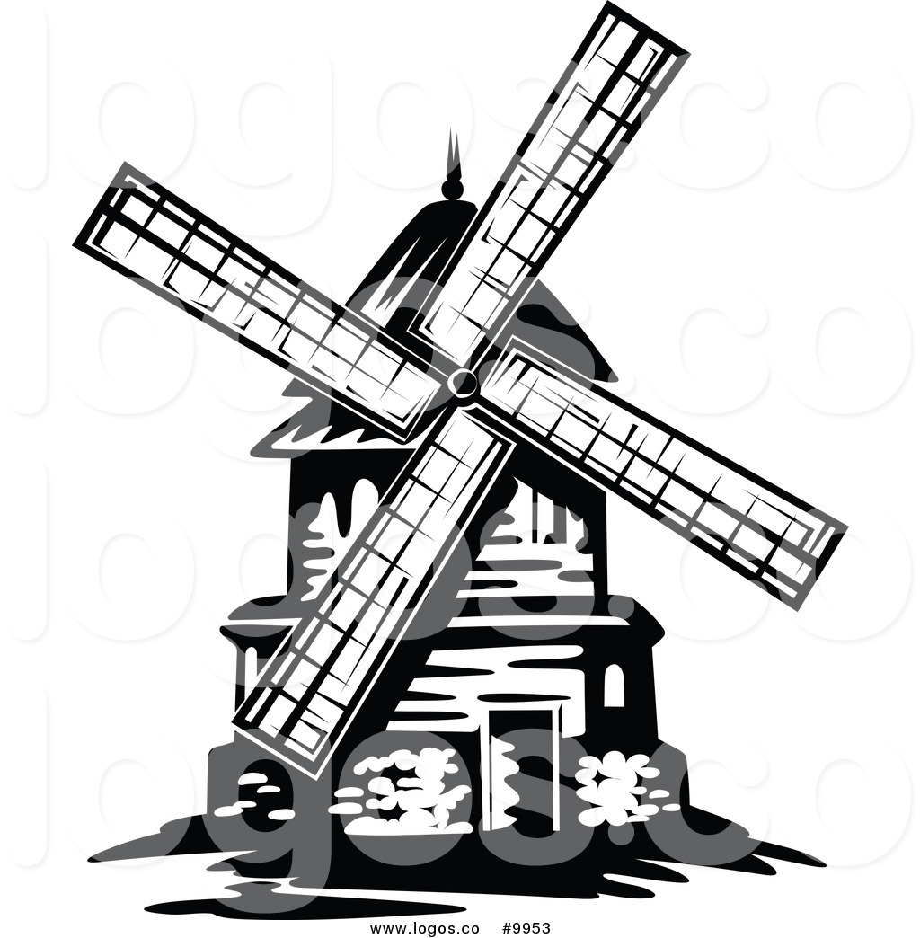 1024x1044 Royalty Free Clip Art Vector Black And White Windmill Logo By