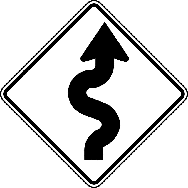 640x640 Winding Road, Black And White Clipart Etc