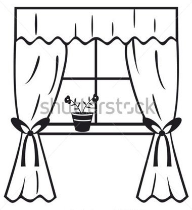 380x415 Curtain Clipart Black And White