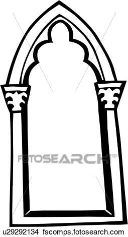 255x470 Clipart Of , Gothic, Religion, Window, U29292134