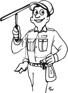 219x300 Art Image Coloring Page Of A Window Washer Holding A Spray Bottle