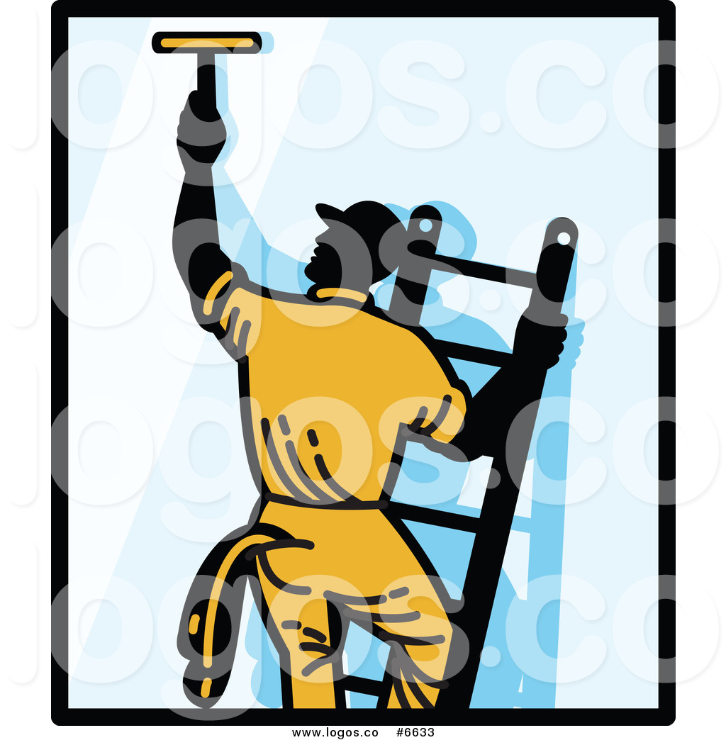 1024x1044 Royalty Free Clip Art Vector Logo Of A Window Washer On A Ladder