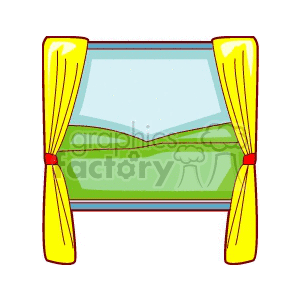 300x300 Royalty Free Landscape Out A Window With Yellow Curtains 146813