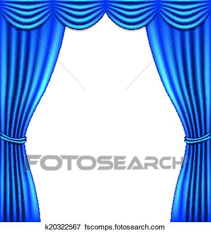 427x470 Clip Art Of Luxury Blue Curtain On White Background K20322567