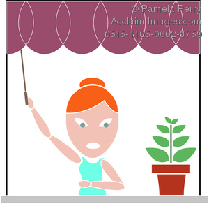 300x292 Clip Art Image Of A Silhouette Girl Pulling Down The Shade In Her