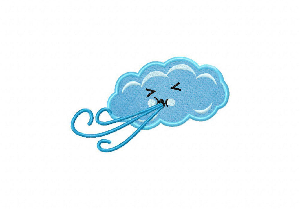 1036x721 Windy Cloud Available In Both Applique And Filled Daily Embroidery