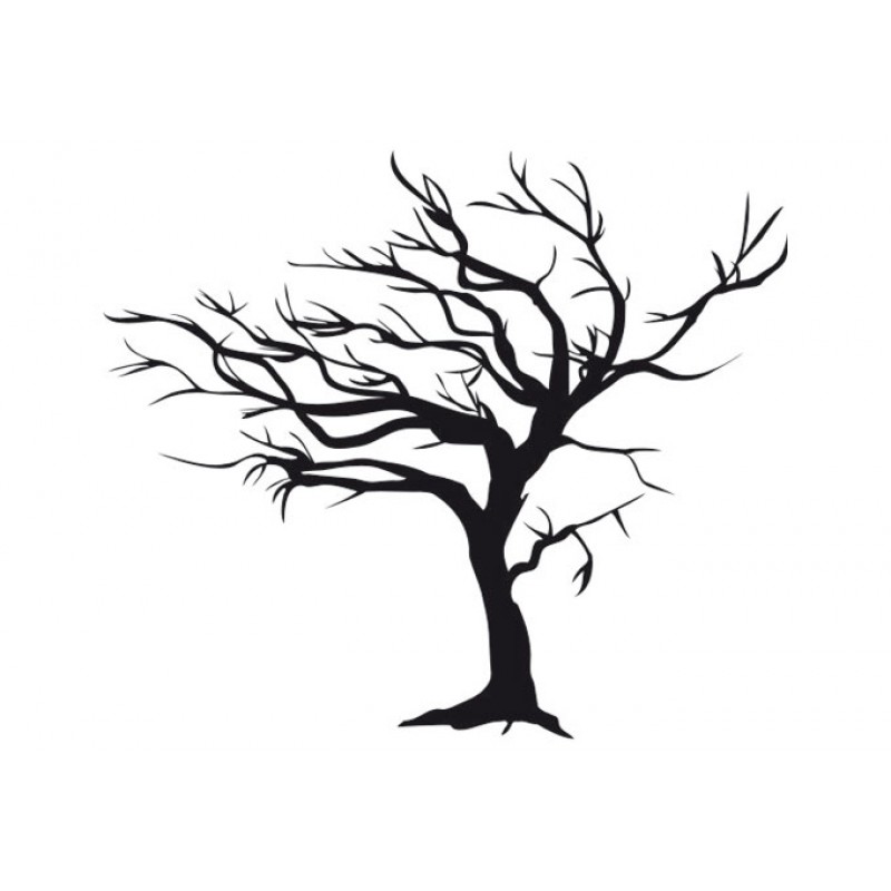 800x800 Windy Tree Clipart Black And White