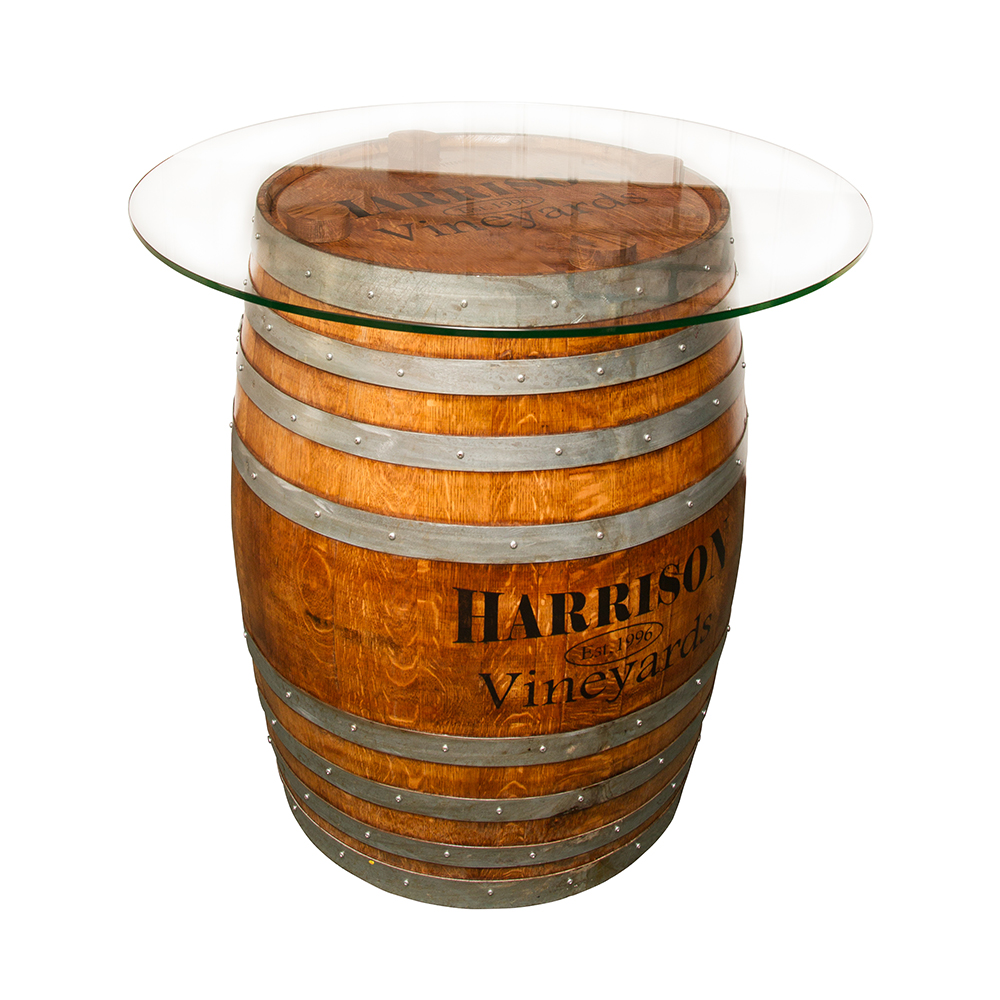 1000x1000 Glass Top Personalized Refinished Wine Barrel