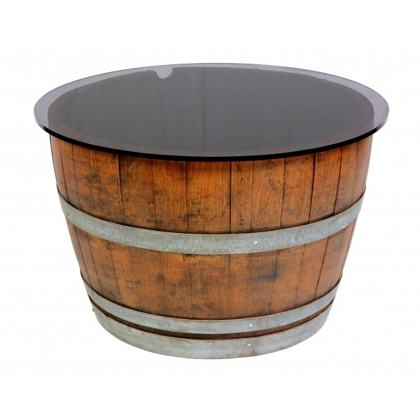 600x600 Wine Barrel Coffee Table Glass Top