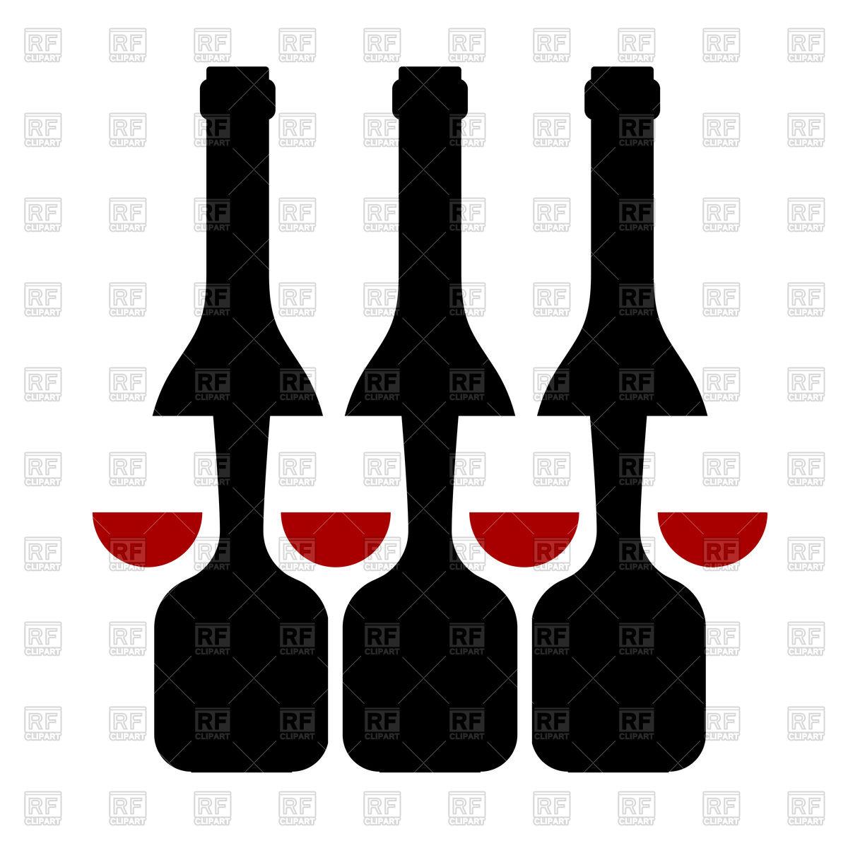 1200x1200 Row Of Wine Bottles And Glass Silhouette Royalty Free Vector Clip