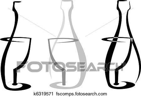 450x309 Clipart Of Wine Bottle And Glass On White K6319571