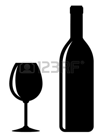 348x450 Black Wine Bottle With Glass On White Background Royalty Free