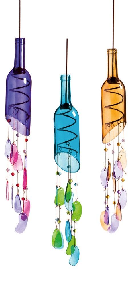 463x1000 Wine Bottle Wind Chimes. Crafts