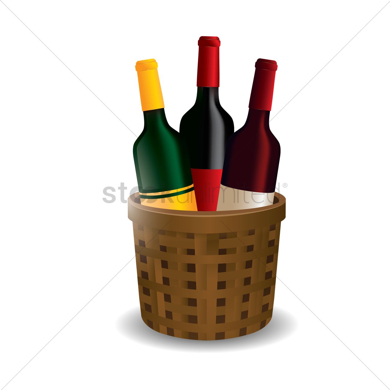 1300x1300 Wine Bottles In Basket Vector Image