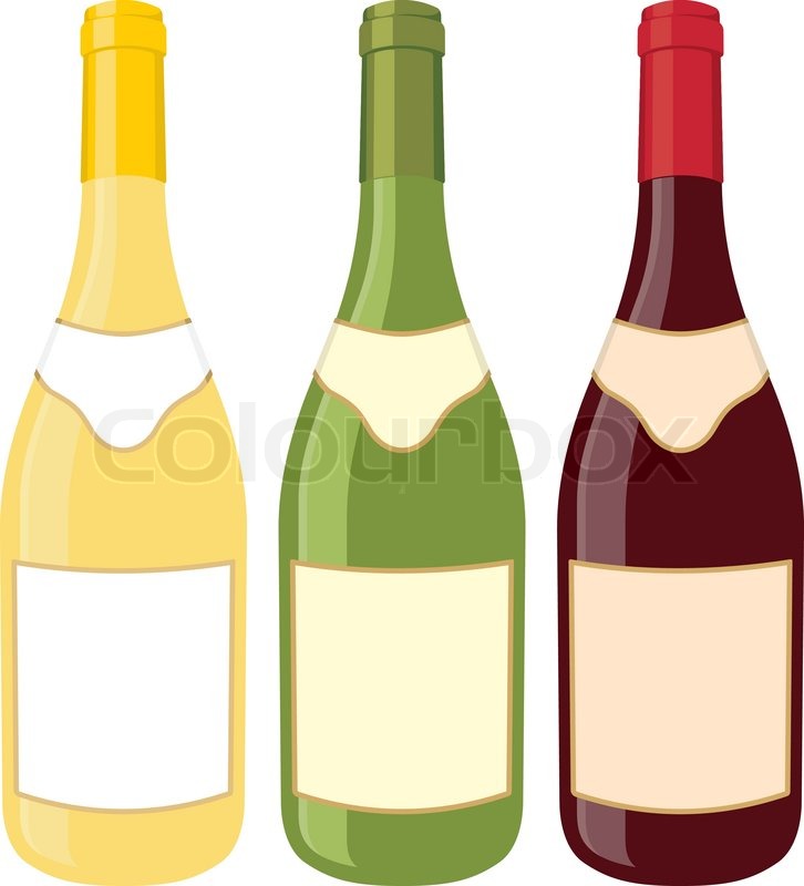 726x800 Yellow, Green And Red Wine Bottle Illustration On White Background