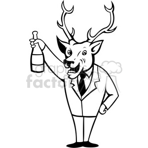 300x300 Royalty Free Black And White Deer Holding Wine Bottle 388297