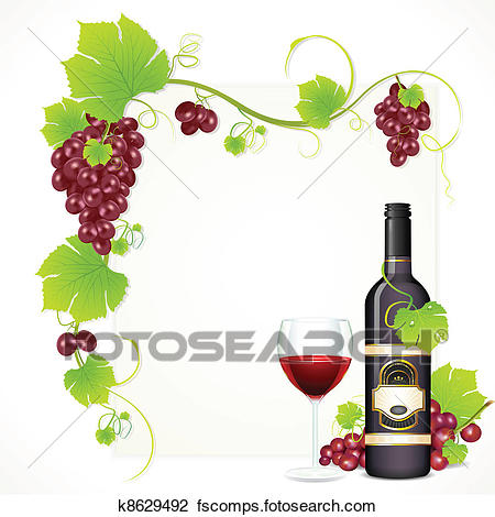 450x470 Clipart Of Wine Bottle With Glass K8629492