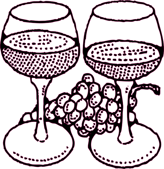 576x596 Large Wine Glasses With Grapes Maroon Clip Art