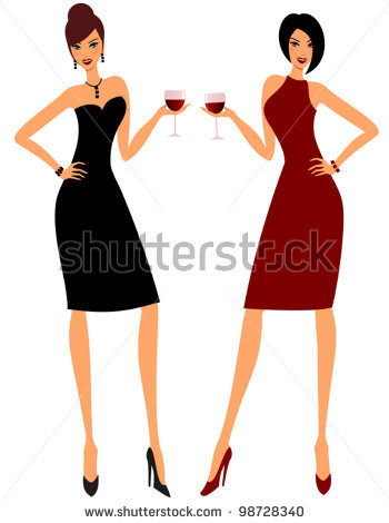 350x470 Women Drinking Wine Clip Art Two Young Attractive Women