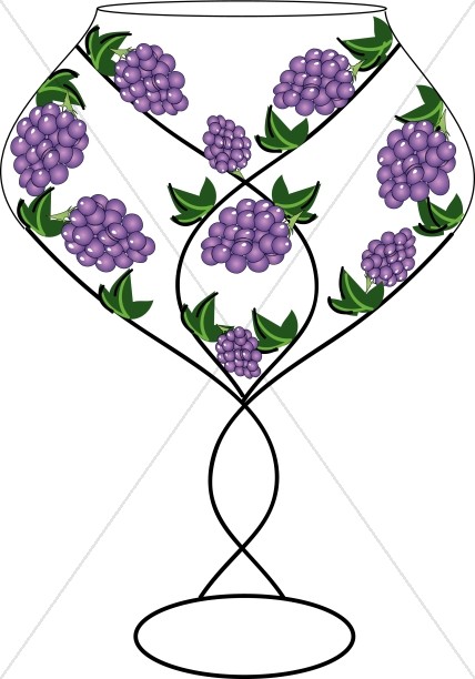 428x612 Grapes On A Wine Glass Christian Wedding Clipart