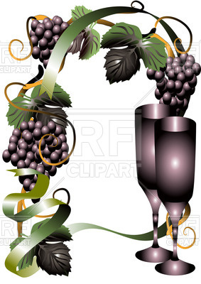 283x400 Wine Glasses And Grape Royalty Free Vector Clip Art Image