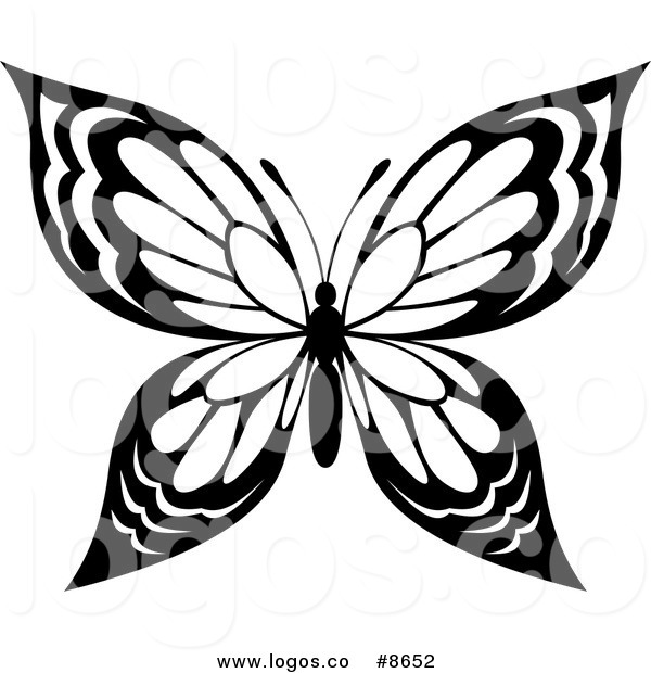 600x620 Royalty Free Clip Art Vector Black And White Butterfly