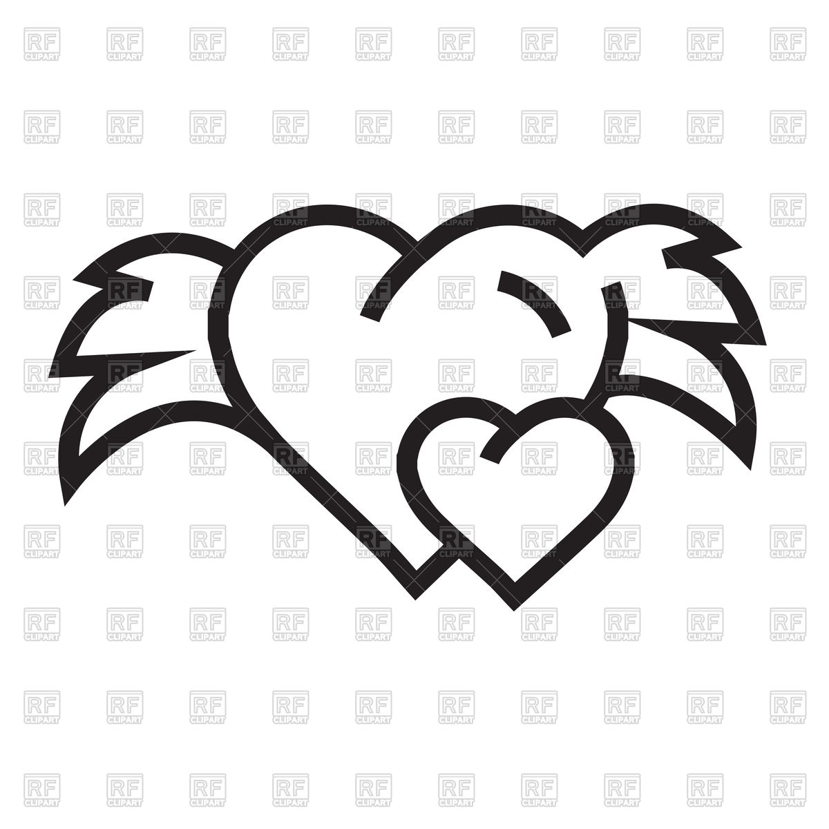 1200x1200 Hearts With Wings Outline Royalty Free Vector Clip Art Image