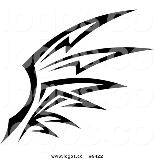600x620 Royalty Free Clip Art Vector Logo Of A Black And White Tribal Wing