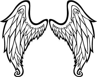 374x299 Outline Of Angel Wings Wall Art Sticker