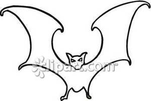 300x201 Outline Of A Bat With Pointy Wings Royalty Free Clipart Picture