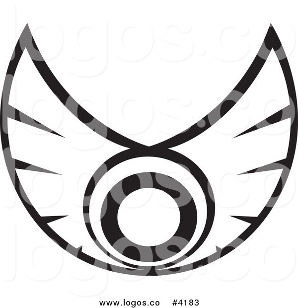 600x620 Royalty Free White Wings With Black Outline Logo By Vector
