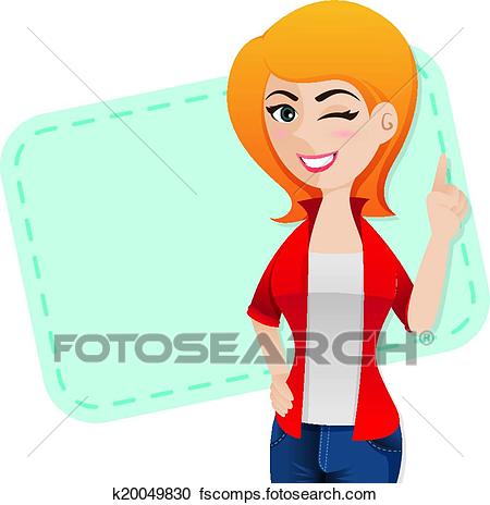 450x464 Clipart Of Cartoon Confident Girl Wink K20049830