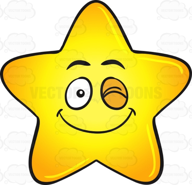 800x770 Single Happy Winking Gold Star Cartoon Emoji Cartoon Clipart