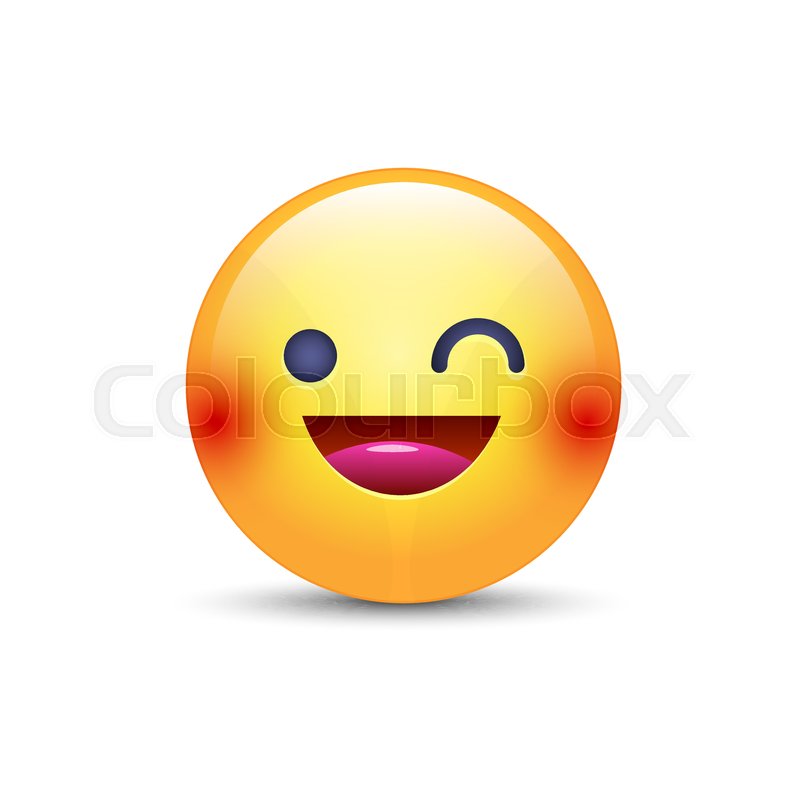800x800 Winking Fun Cartoon Emoji Face. Wink And Smile Happy Vector